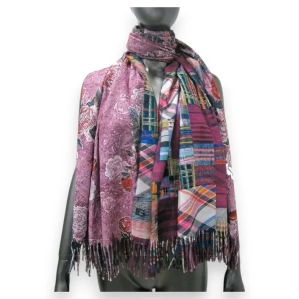 Sciarpa Patchwork Lusso Rosa Double Face
