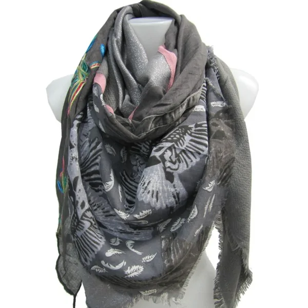 Multiface Grey Patchwork Square Scarf