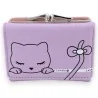 Portefeuille Chat Kawaii Parme | Petit Format Rangement Pratique | Mode Tendance