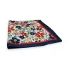 Foulard Liberty Flora Marina | Elegante Fazzoletto Quadrato con Motivo Floreale Blu Navy e Corallo