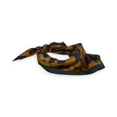 Lenço de Seda Leopardo Caramelo