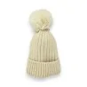 Gorro de Pana Beige Forrado con Forro Polar y Pompón