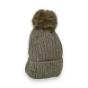 Kordsamt-Mütze in Taupe, Gefüttert mit Fleece, mit Bommel