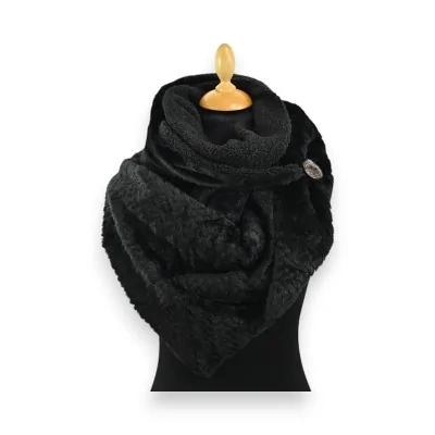 Cachecol Triangular Pilou Preto Reversível