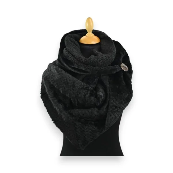 Cachecol Triangular Pilou Preto Reversível