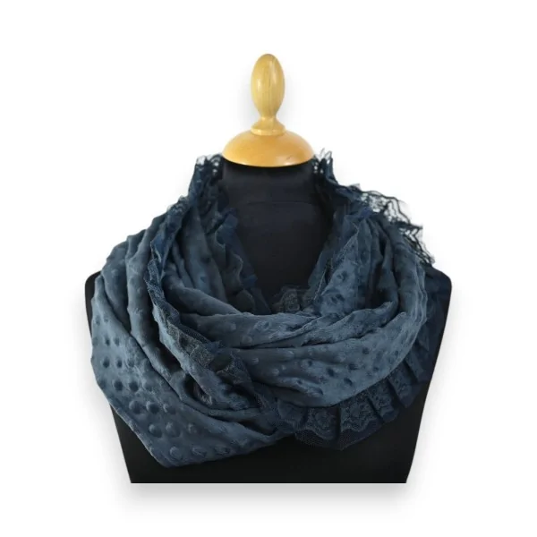 Eleganter Spitzenschlauchschal in Marineblau