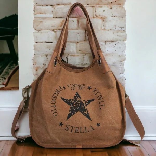 Bolsa Stella Vintage Camel Lona Estrela
