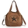 Sac Stella Vintage Camel | Grand Sac en Toile Design Étoile | Mode Tendance
