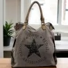 Bolsa de tecido grosso Vintage Star cinza