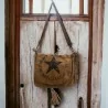 Sac bandoulière camel vintage étoile - Accessoire mode authentique artisanal