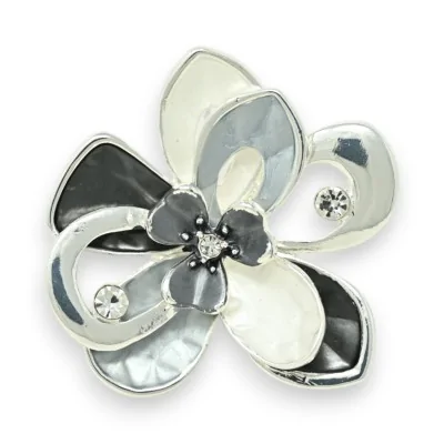 Broche Flor Magnética Prateada