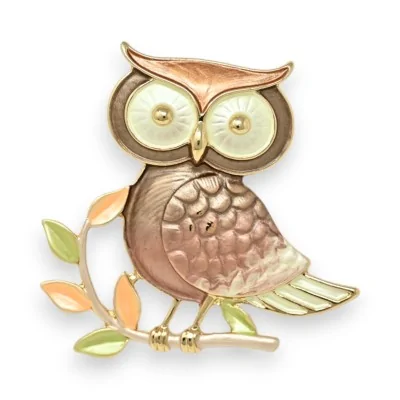 Broche Hibou Pastel Marron...