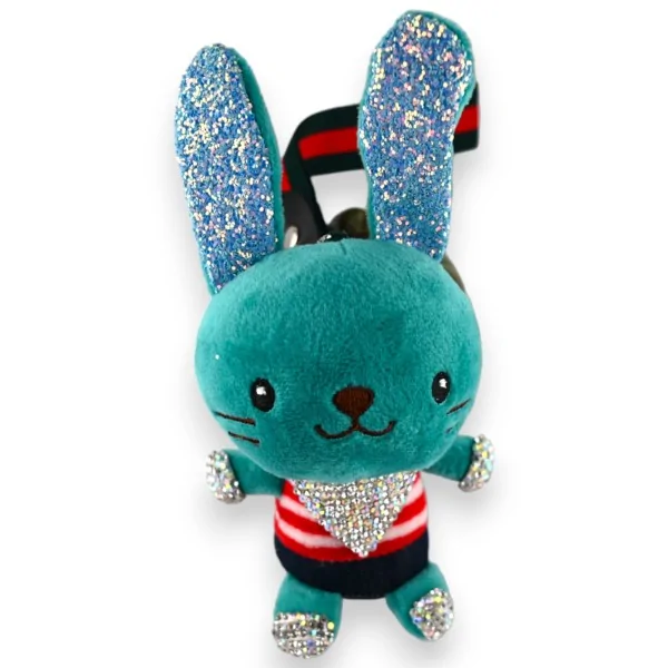 Chaveiro de pelúcia verde pato com strass