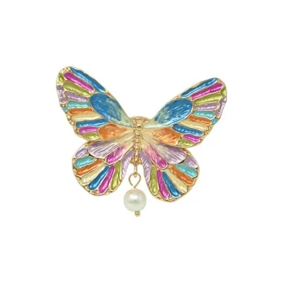 Broche Magnética Borboleta Arco-Íris Pérola