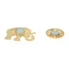 Broche Magnétique Éléphant Floral Bicolore gris