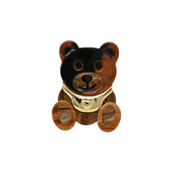 Broche Magnética Urso de Pelúcia em Resina Marmorizada