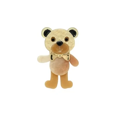 Broche Magnética Urso Nu Borboleta Resina Bege