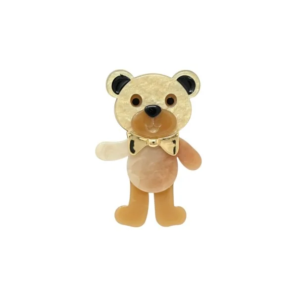 Broche Magnética Oso Desnudo Mariposa Resina Beige