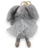 Chaveiro Coelho Tutu Cinza - Acessório de Moda Kawaii com Strass e Lantejoulas