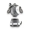 Magnetic Brooch Dog Grey and White Bow Tie