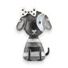 Magnetic Brooch Dog Black and Grey Bow Tie