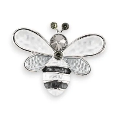 Broche Abelha Magnética Prateada com Strass