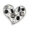 Spilla Magnetica Cuore Glamour Argentata bianco e nero