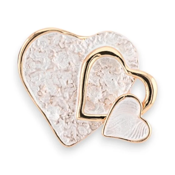 Broche Triplo Coração Magnético Branco