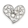 Broche Coeur Magnétique Argentée Pierres Blanches