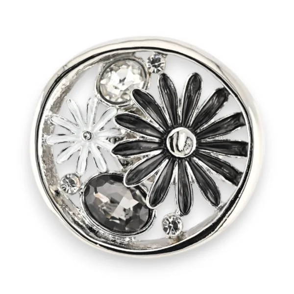 Magnetic Brooch Daisy Duo Black and White
