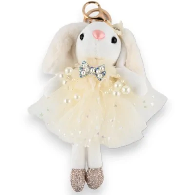 Chaveiro de coelhinho branco com tutu branco e estrela