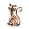 Broche Magnética Gato Art Deco Marrón Dorado