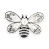Broche Magnética Abelha Prateada com Strass e Pérola