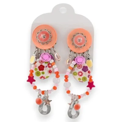 Brincos Ikita Boêmio Floral Coral
