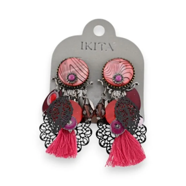 Brincos de Pressão Ikita Frida Rosa e Preto