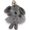 Gray rabbit keychain with gray tutu