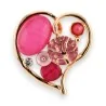 Floral Heart Magnetic Brooch Tree of Life Fuchsia