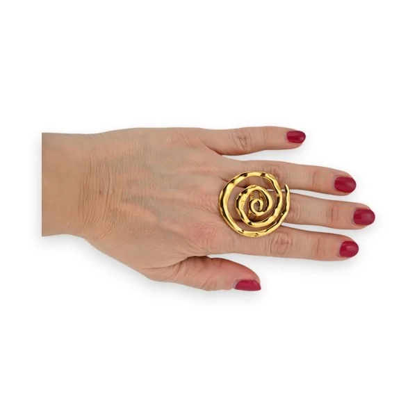 Ring aus rostfreiem Stahl Goldene Spirale Verstellbar