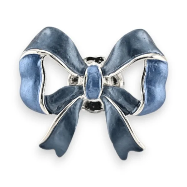 Magnetic Brooch Silver Blue Butterfly Knot