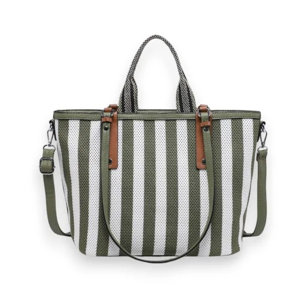 Sac à Main Donna Aléssia Bi-Matière Kaki & Blanc