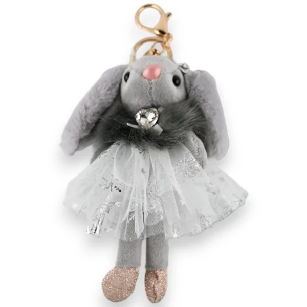 Grey bunny keychain with grey tutu and star