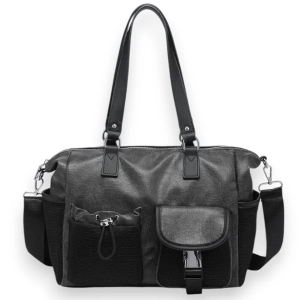 Women's Black Multi-Pocket Casual Handbag Donna Alessia