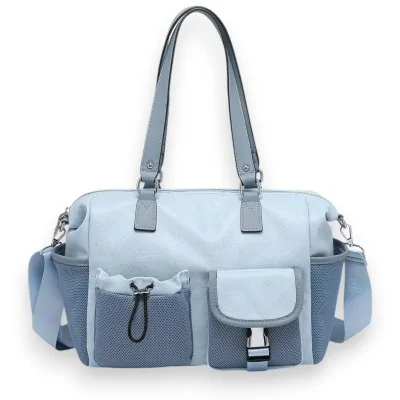 Bolsa Casual Azul Celeste com Múltiplos Bolsos Stella