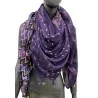 Foulard Purple Dream 4 faces en viscose - Motifs patchwork élégants et polyvalents