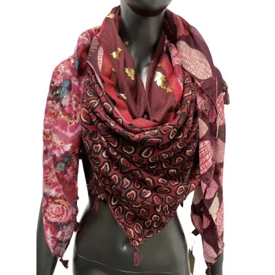 Pañuelo Patchwork Multifacético rojo Burdeos