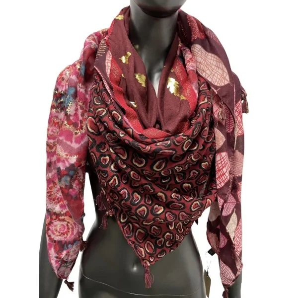 Foulard Patchwork Multiface rouge Bordeaux