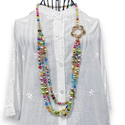 Collar Largo Bohemio Multicapa con Cuentas Arcoíris