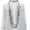 Collana Lunga Bohémien Multifilo con Perline Arcobaleno