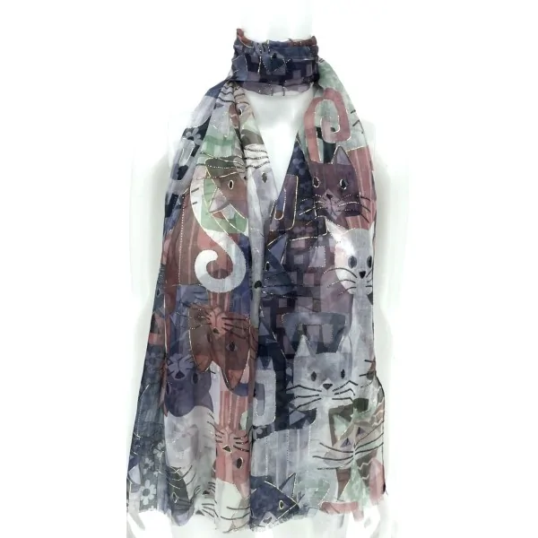 Foulard Chat Artistique détails Doré