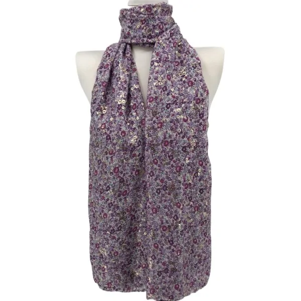 Liberty Scarf in Lilac with Gold Floral Details